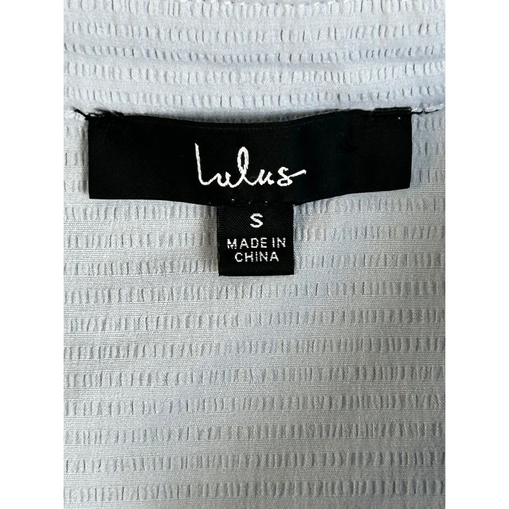 Lulus‎ Light Blue Seersucker Wrap Dress Short Sleeve Collared Mini Dress Small